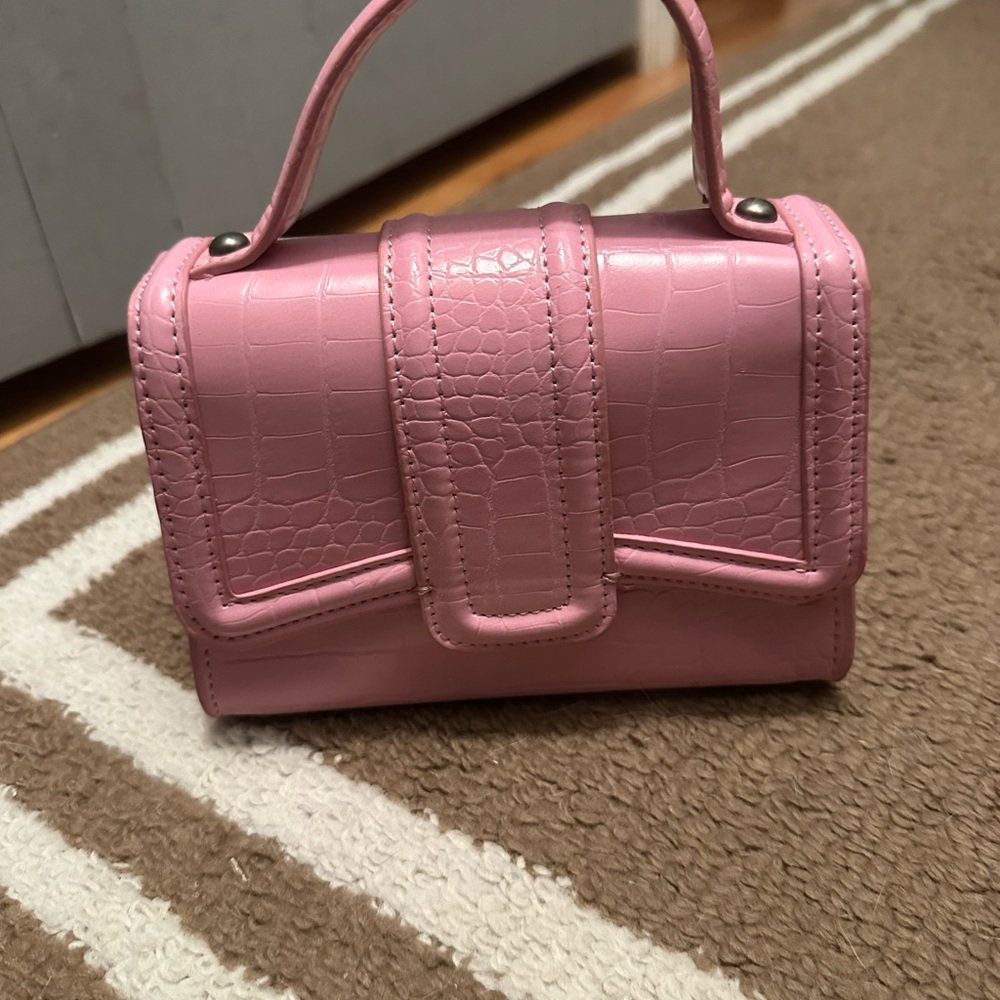 Zara Pink Crocodile-Embossed Women's Handbag